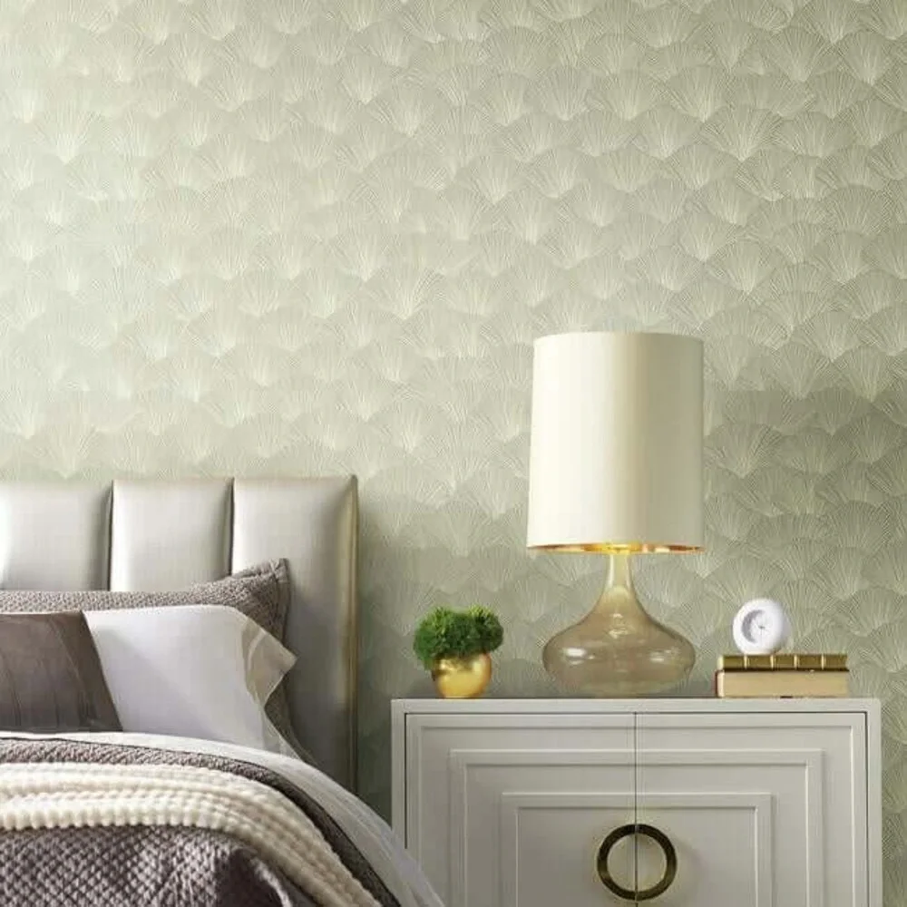 Candice Olson Designer Luminous Ginko Wallpaper Taupe Blonde Beautiful CI2331